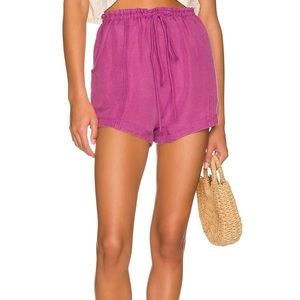Free People Cinched Shorts in Pink Plum